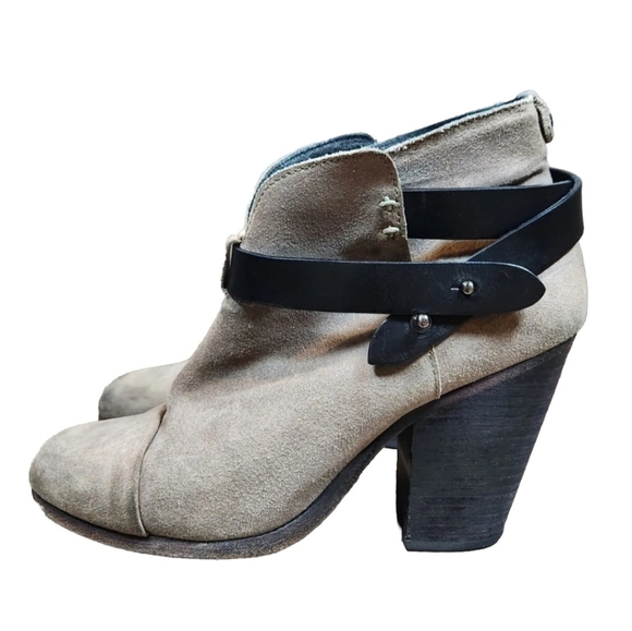 Rag & Bone Harrow Suede Leather Distressed Heeled Booties Ankle Boots Sz 38.5/ 8 - Picture 5 of 12